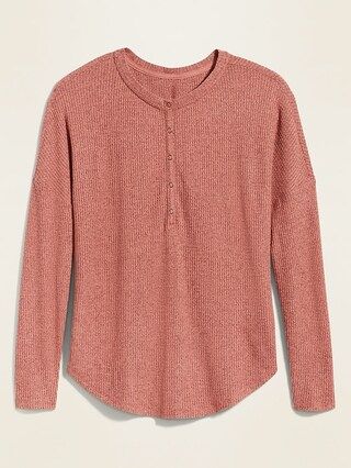 Relaxed Cozy Waffle-Knit Henley Tunic Top for Women | Old Navy (US)