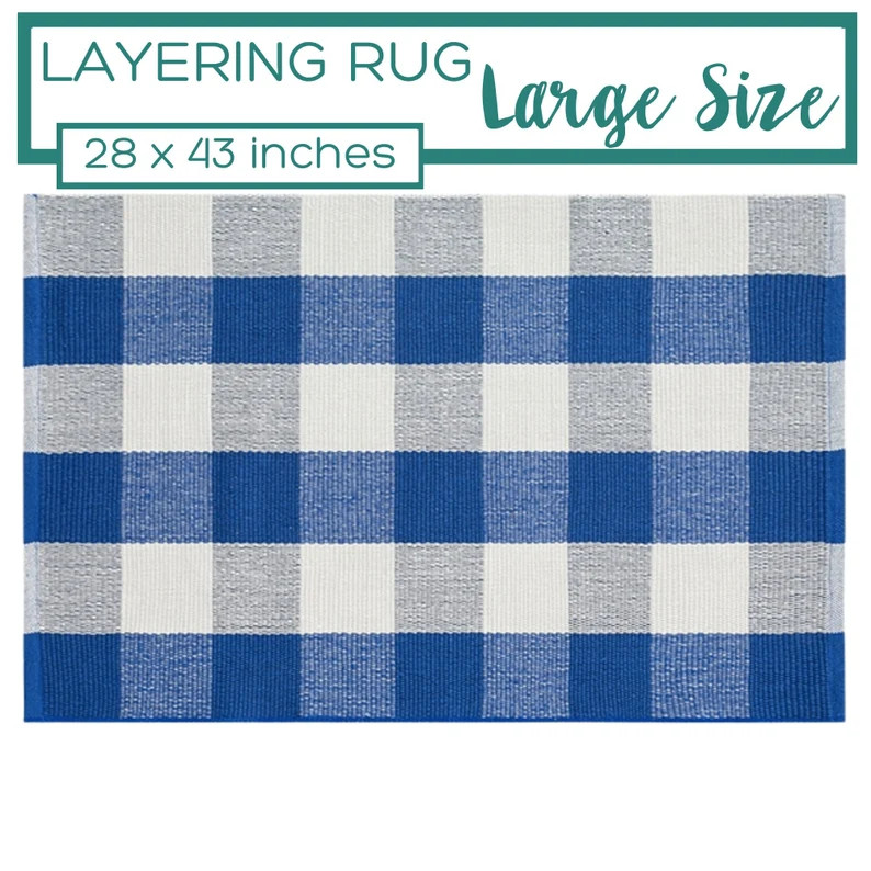 Doormat Layering Rug, Blue and White Rug, Buffalo Plaid Rug, Accent Rug, Small Rug for Bathroom, ... | Etsy (US)