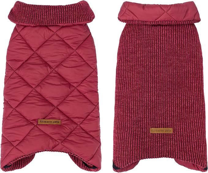 Fitwarm Reversible Quilted Dog Coat, Cozy Winter Clothes for Small Dogs Boy Girl, Windproof Therm... | Amazon (US)