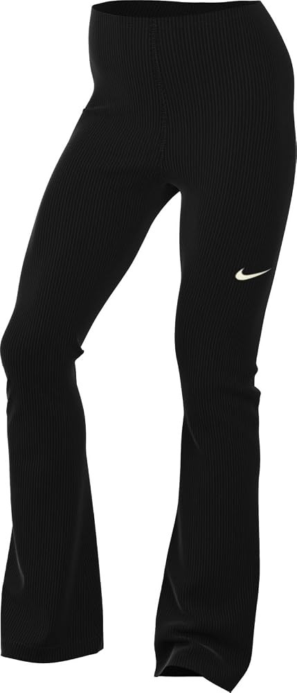 Nike Sportswear Women's Chill Knit Mink Black Tight Mini-Rib Flared Leggings | Amazon (US)