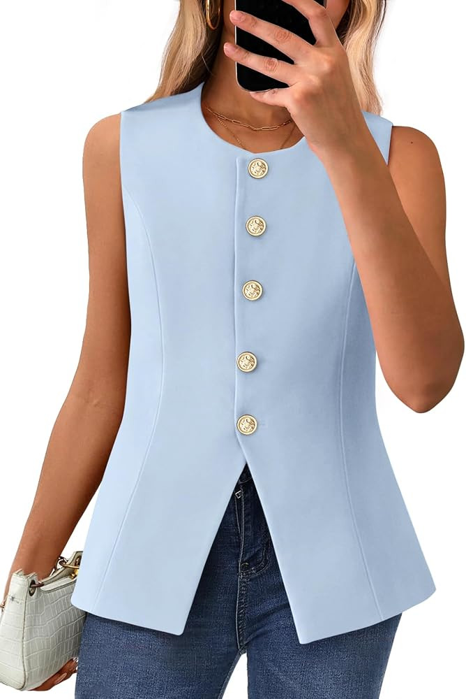 BTFBM Suit Vest Tops For Women Sleeveless Blazer Work Wear | Amazon (US)