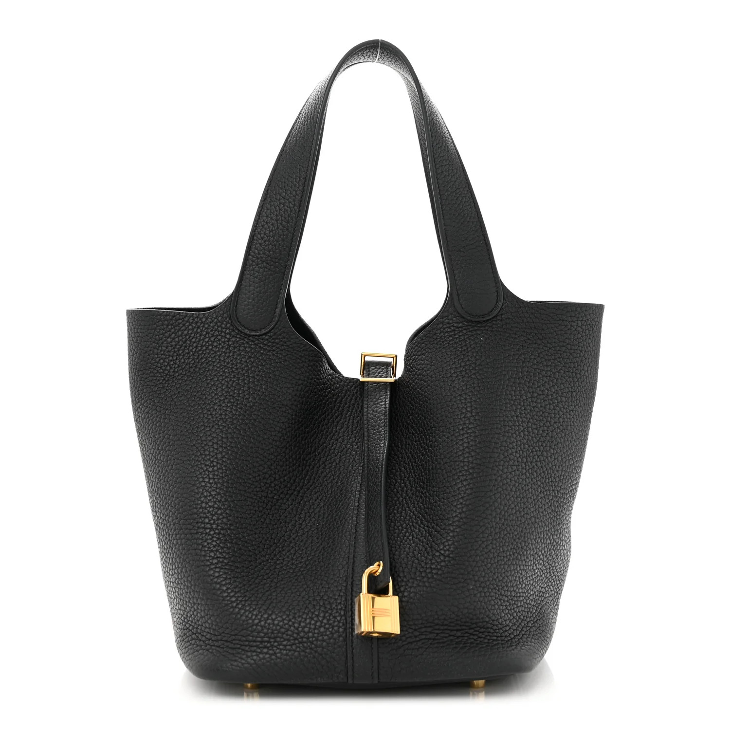 Taurillon Clemence Picotin Lock 22 MM Black | FASHIONPHILE (US)