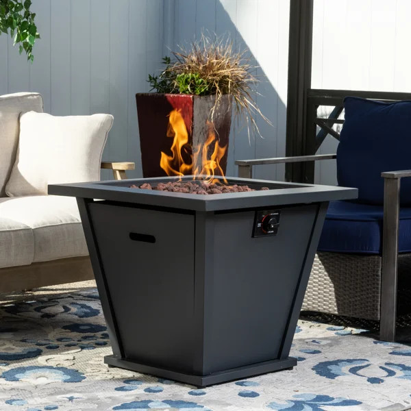 Jasmari 28'' H x 30'' W Steel Propane Outdoor Fire Pit Table with Lid | Wayfair North America
