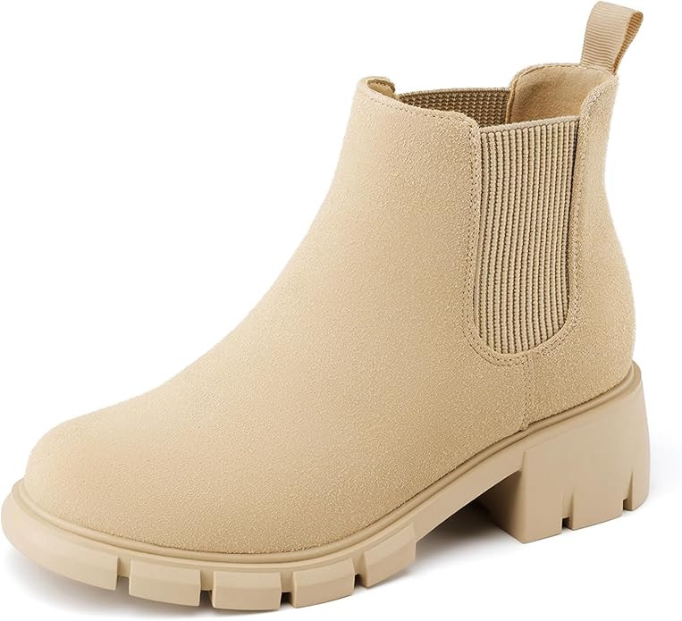 Athlefit Girls Ankle Boots Kids Comfortable Slip on Lug Sole Chelsea Booties for Toddler Little K... | Amazon (US)