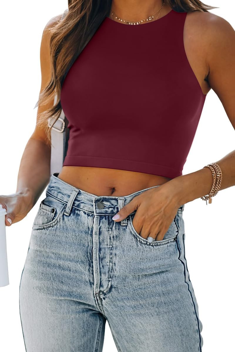 EFAN Women's Double Lined Racerback Crop Tank Top | Amazon (US)