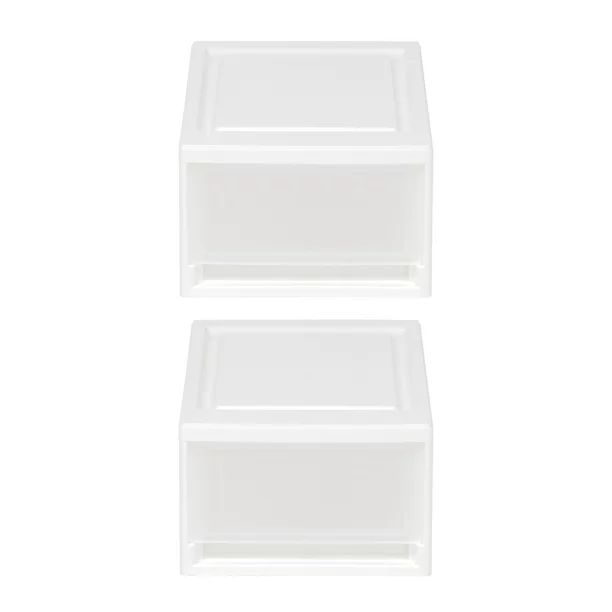 IRIS USA, 6QT Plastic Storage Modular Stacking Drawers, Set of 2 - White - Walmart.com | Walmart (US)