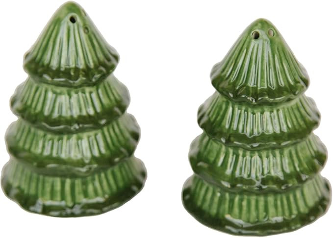 Mary Square 46366 Winter Green Christmas Tree 6.5 x 3.5 Ceramic Salt and Pepper Shaker Set | Amazon (US)