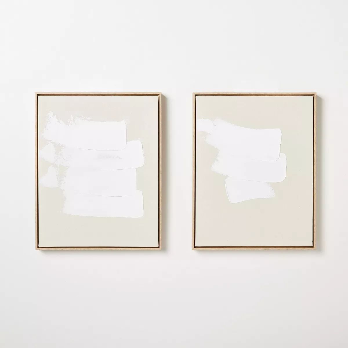 (Set of 2) 16"x20" White Patches Embellished Framed Raw Canvases - Threshold™ designed with Stu... | Target