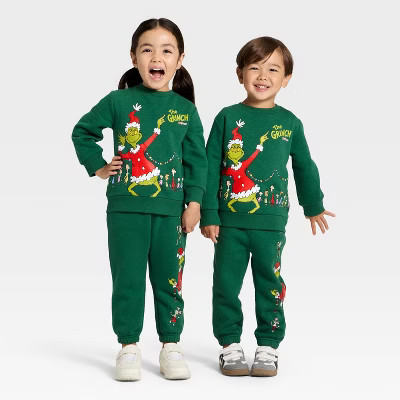 Toddler The Grinch Fleece Sweatshirt - Dark Green 18M | Target