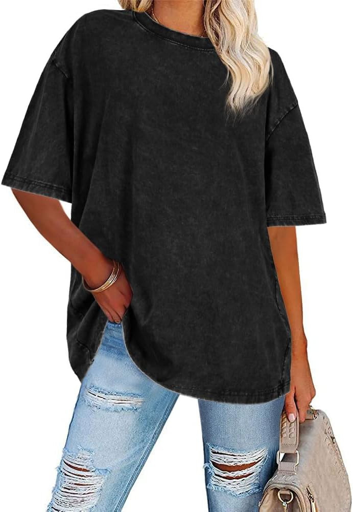CHICALLURE Womens Oversized T Shirts Unisex Loose Fit Shirt Basic Vintage Washed Short Sleeve Tee... | Amazon (CA)