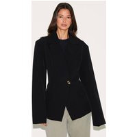 Dames Black Blazer Met Getailleerde Taille En Revers, Zwart | Size: 34 | Prettylittlething Netherlands