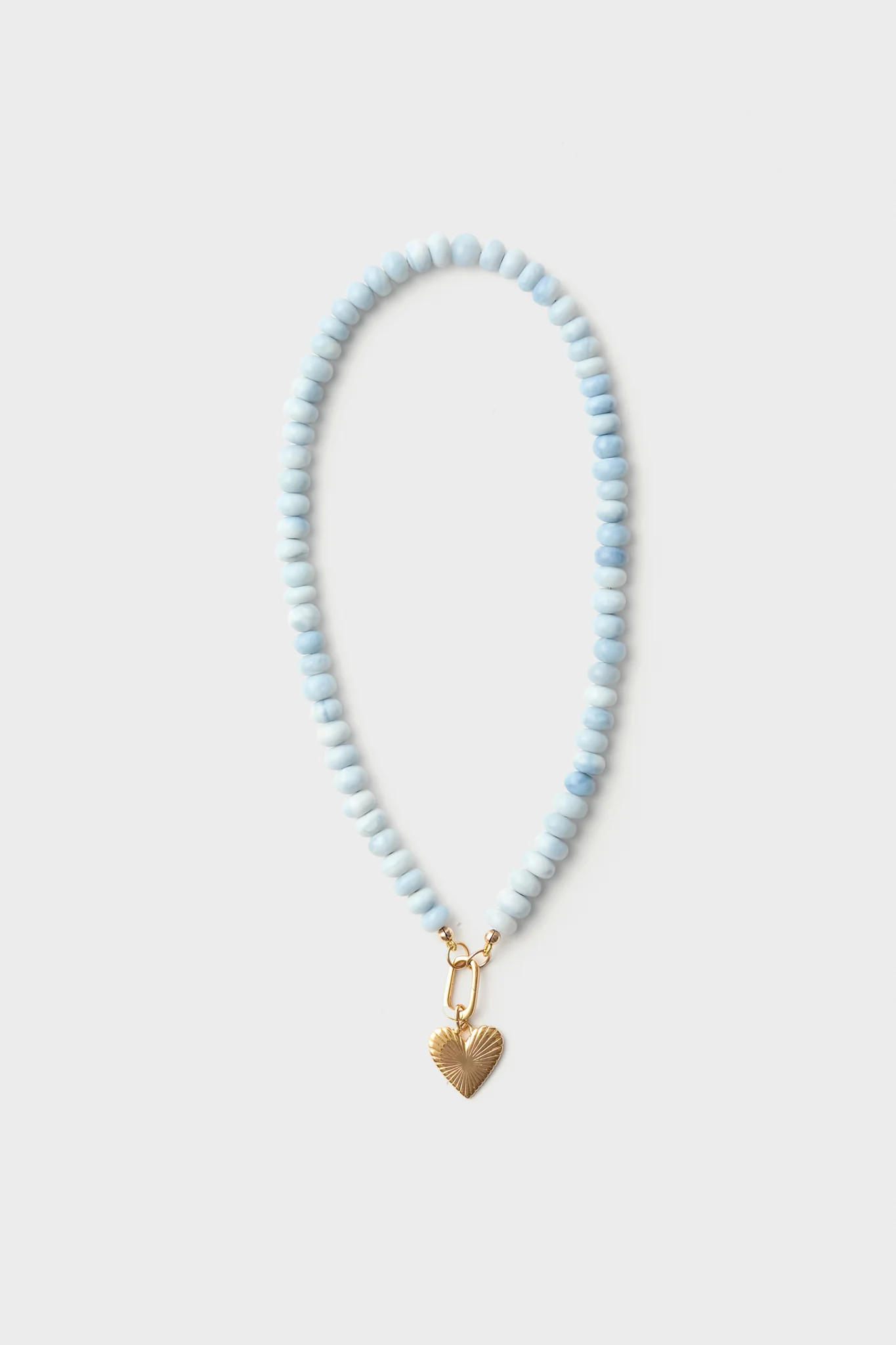 Exclusive Shaded Blue Opal Gemstone Necklace with Small Ribbed Heart of Gold Charm | Tuckernuck (US)