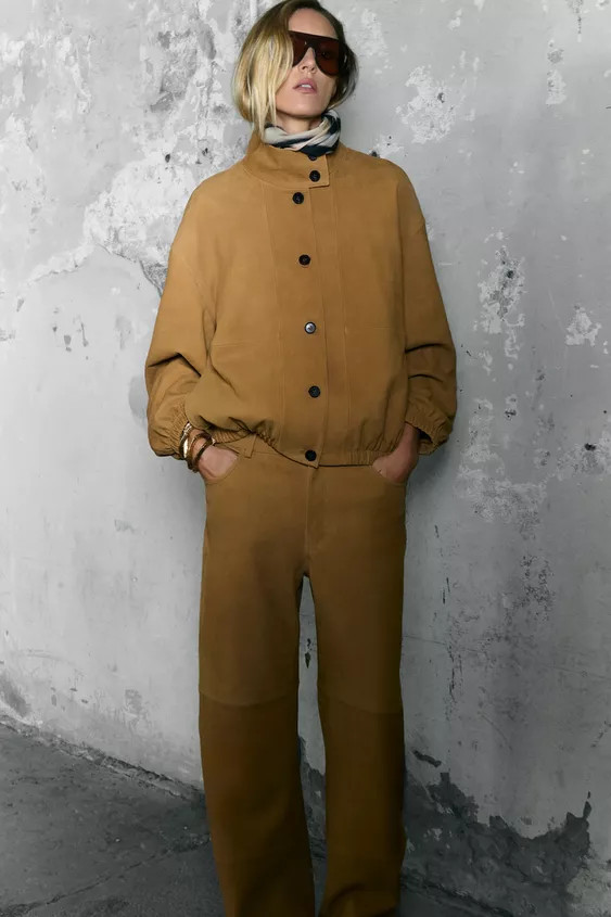 ZW COLLECTION LIMITED EDITION LEATHER BOMBER JACKET | Zara US