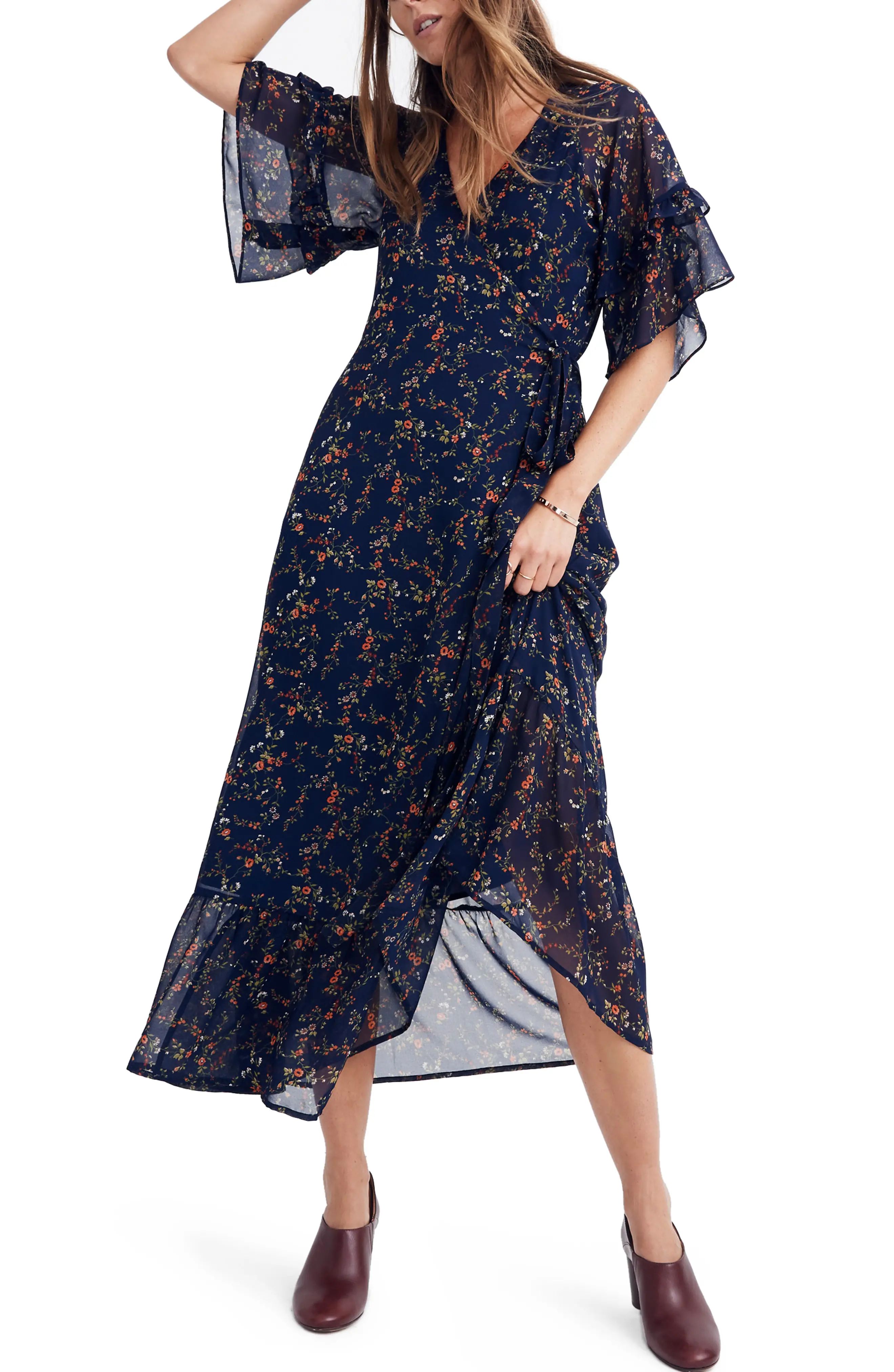 Women's Madewell Vervain Ruffle Sleeve Wrap Dress | Nordstrom