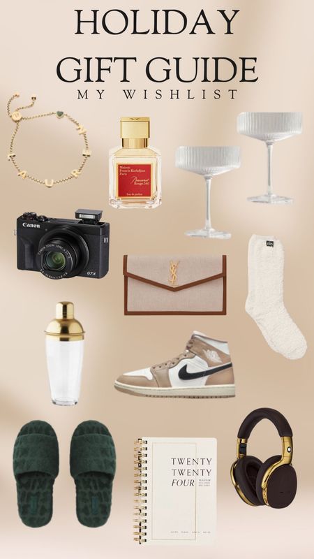 Dreaming of the perfect gifts? 💭✨ Here's a sneak peek into my wishlist: a personalized Gold Name Bracelet, the sleek Canon PowerShot for capturing memories, cozy socks for snuggling, and chic Skims slippers for ultimate comfort. Can't forget those luxe touches with the Uptown Pouch, Air Jordan 1 Mid, and the exquisite Baccarat Rouge 540 Eau de Parfum. Plus, some elegant additions for cocktail nights! Swipe left to explore my wishlist. 

Gift guide / wishlist / holiday shopping / Nicki's picks 🎁💖 

#LTKgiftspo #Wishlist

#LTKshoecrush #LTKHoliday #LTKGiftGuide