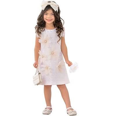 Pink Sequin Daisy Pearl-Accent Shift Dress Mia Belle Girls, Pink, 2T | Target