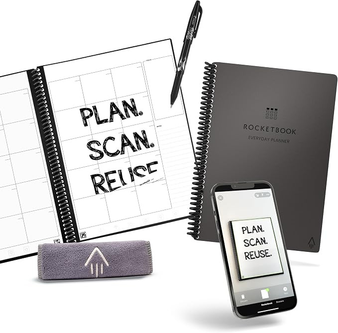 Rocketbook Reusable Smart Everyday Planner, Executive 6x8.8, Gray | Flexible Undated Planning for... | Amazon (US)