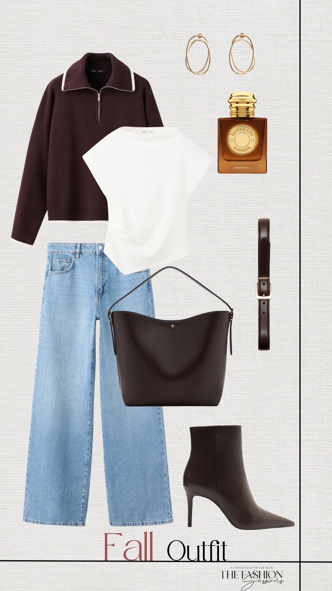 Fall Outfit | Brown Half Zip Sweater | White Asymmetrical Top | Denim Jeans | Brown Ankle Boots |

#LTKSeasonal #LTKootd
