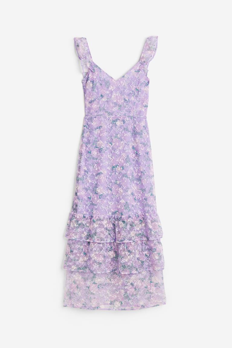 Lace Tiered Dress - Lavender/floral - Ladies | H&M US | H&M (US + CA)