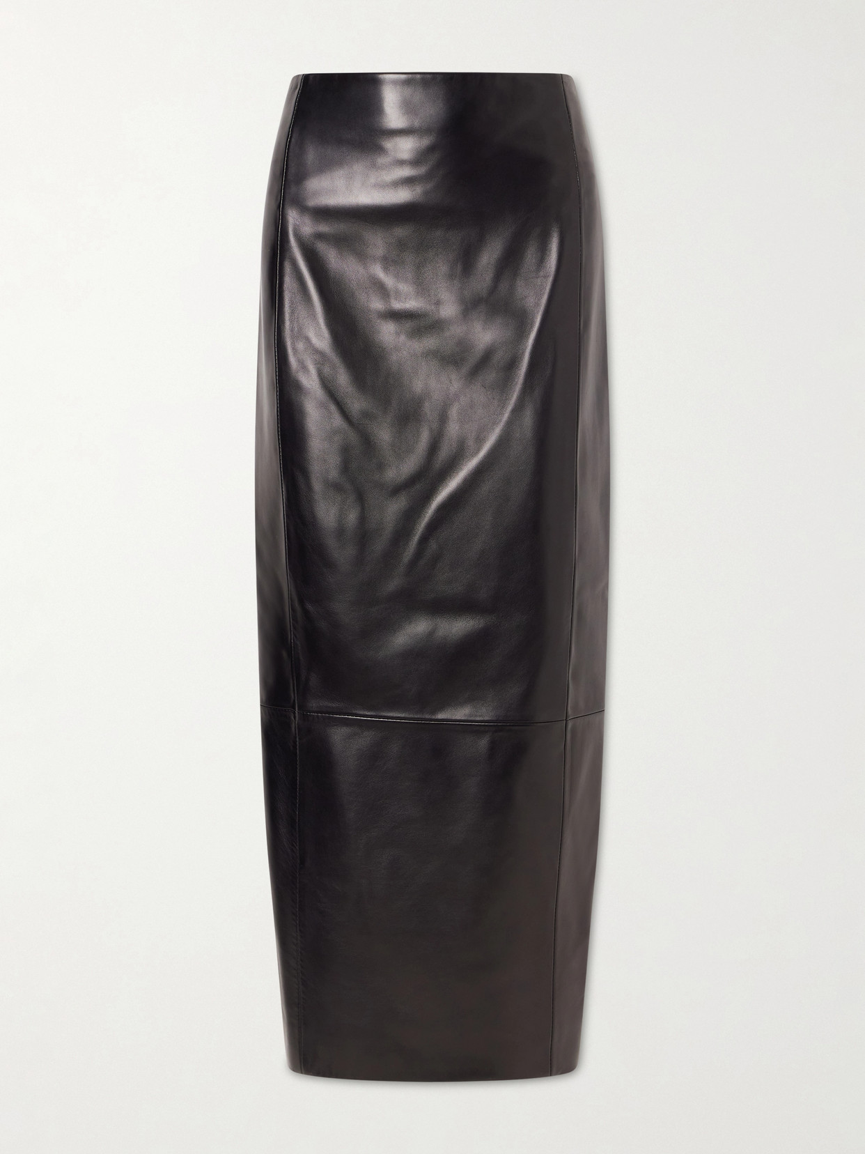 KHAITE - Lyle Leather Midi Skirt - Black | NET-A-PORTER (US)