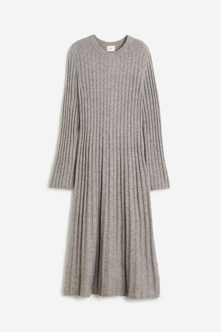 Rib-knit dress - Greige - Ladies | H&M GB | H&M (UK, MY, IN, SG, PH, TW, HK)