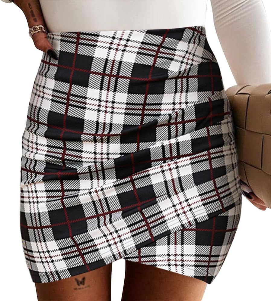 EXLURA Women's Bodycon Ruched Tulip Mini Skirt Elastic High Waist Asymmetrical Short Skirts | Amazon (US)