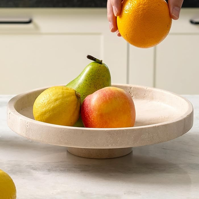 Koville Natural Travertine Fruit Bowl for Kitchen Counter – Decorative Stone Serving Marble Bow... | Amazon (CA)