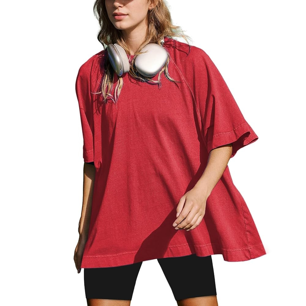 Ainangua Oversized Tshirts for Women Short Sleeve Shirt Tops Crewneck Basic Tees Summer Casual Bl... | Amazon (US)