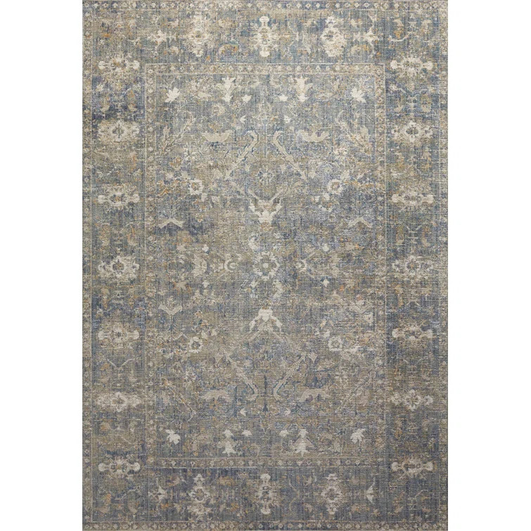 Rosemarie Power Loom Performance Sand/Lagoon Rug | Wayfair North America