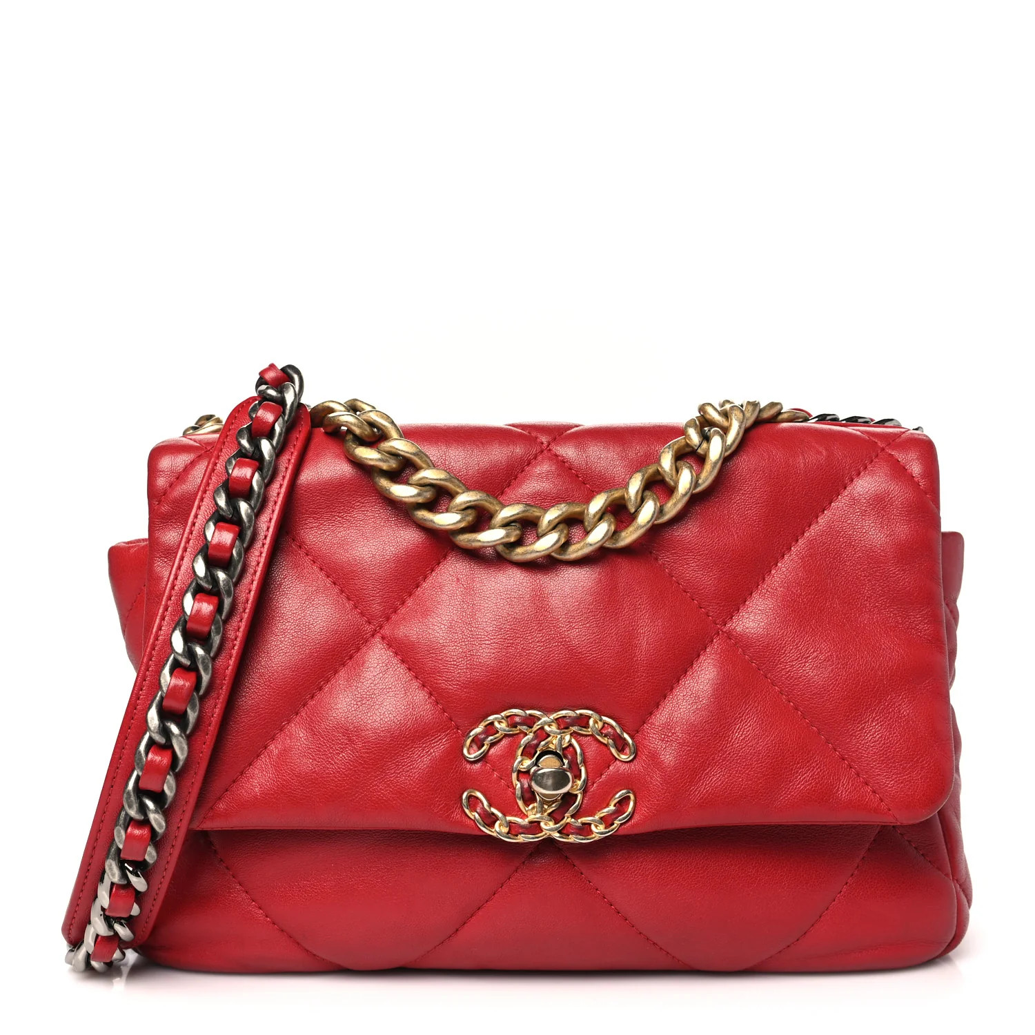 Chanel Lambskin Quilted Medium Chanel 19 Flap Red | FASHIONPHILE (US)