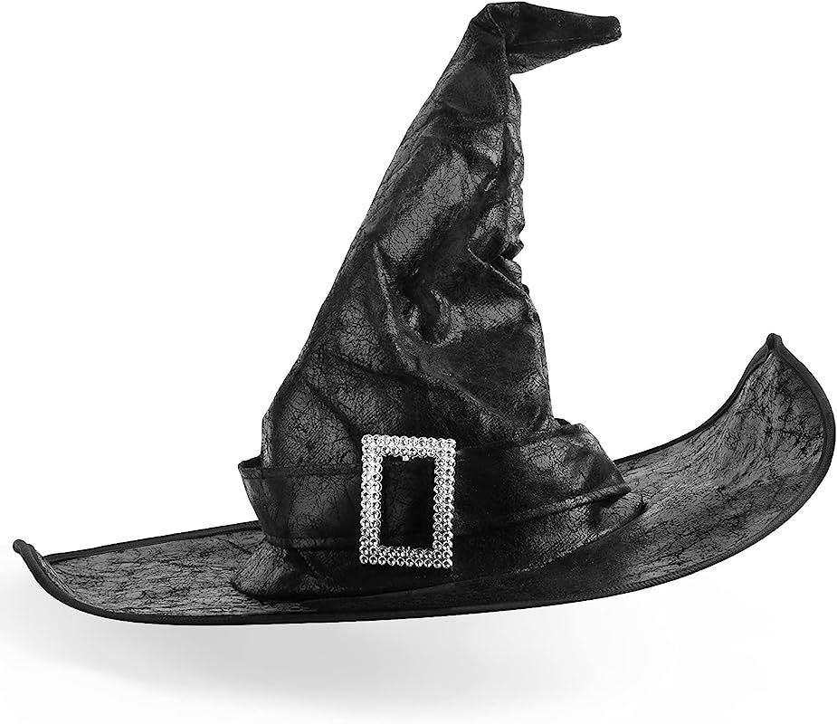 Halloween Witch Hat Wizard Men Women Black Costume Cosplay Party Girl Wide Brim Pointed Hat Accessor | Amazon (US)