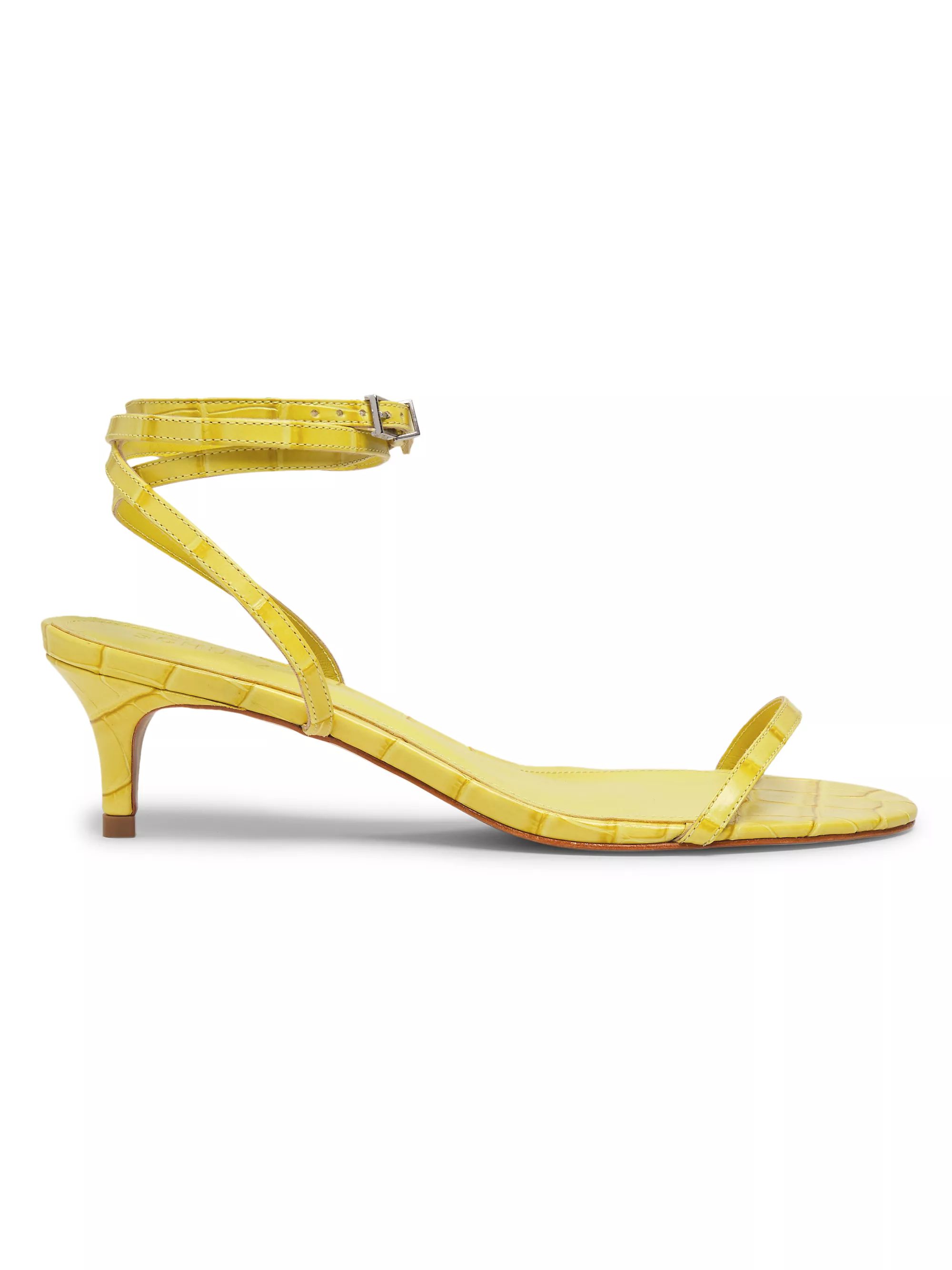 Sherry 50MM Crocodile-Embossed Leather Sandals | Saks Fifth Avenue