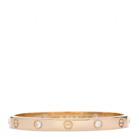 CARTIER 18K Yellow Gold 4 Diamond LOVE Bracelet 17 | Fashionphile