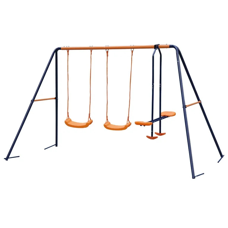 ZenSports Outdoor Double Kids Play Swing Set W/ 2 Seats & 1 Glide Heavy-Duty, 440lbs Capacity | Walmart (US)