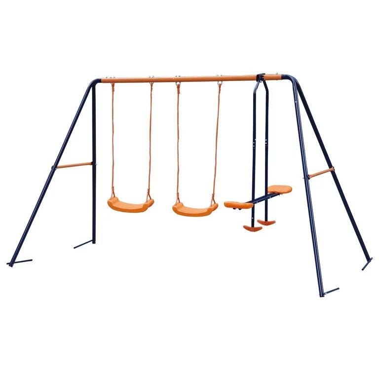 ZenSports Outdoor Double Kids Play Swing Set W/ 2 Seats & 1 Glide Heavy-Duty, 440lbs Capacity | Walmart (US)