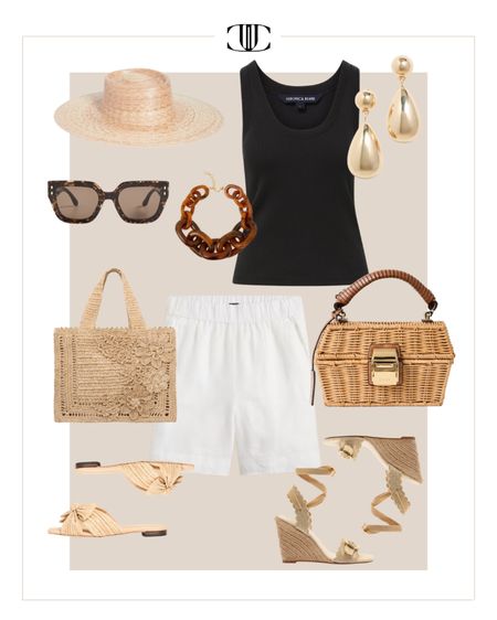 Here are ten summer capsule wardrobe looks from a small collection of clothing and accessories to create a variety of looks.   

Summer capsule, capsule wardrobe, casual look, tank top, shorts, linen shorts, sandals, wedge sandals, bag, tote, necklace earrings, sunglasses

#LTKstyletip #LTKshoecrush #LTKover40
