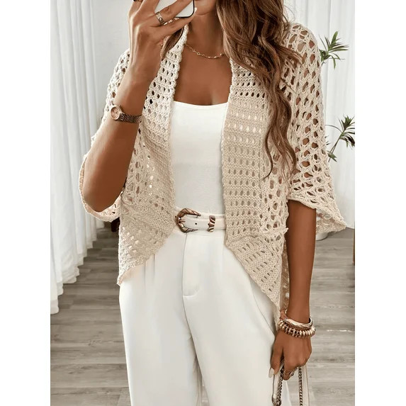 2026 Womens Knitted Cardigan Loose Lightweight Summer Sweater Spring Casual Clothes Apricot M | Walmart (US)