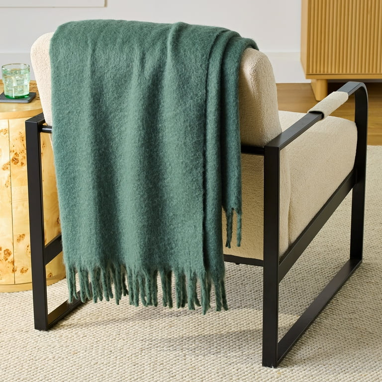 Better Homes & Gardens Faux Mohair Cozy Couch Throw Blanket Green Ash, 50x72" | Walmart (US)