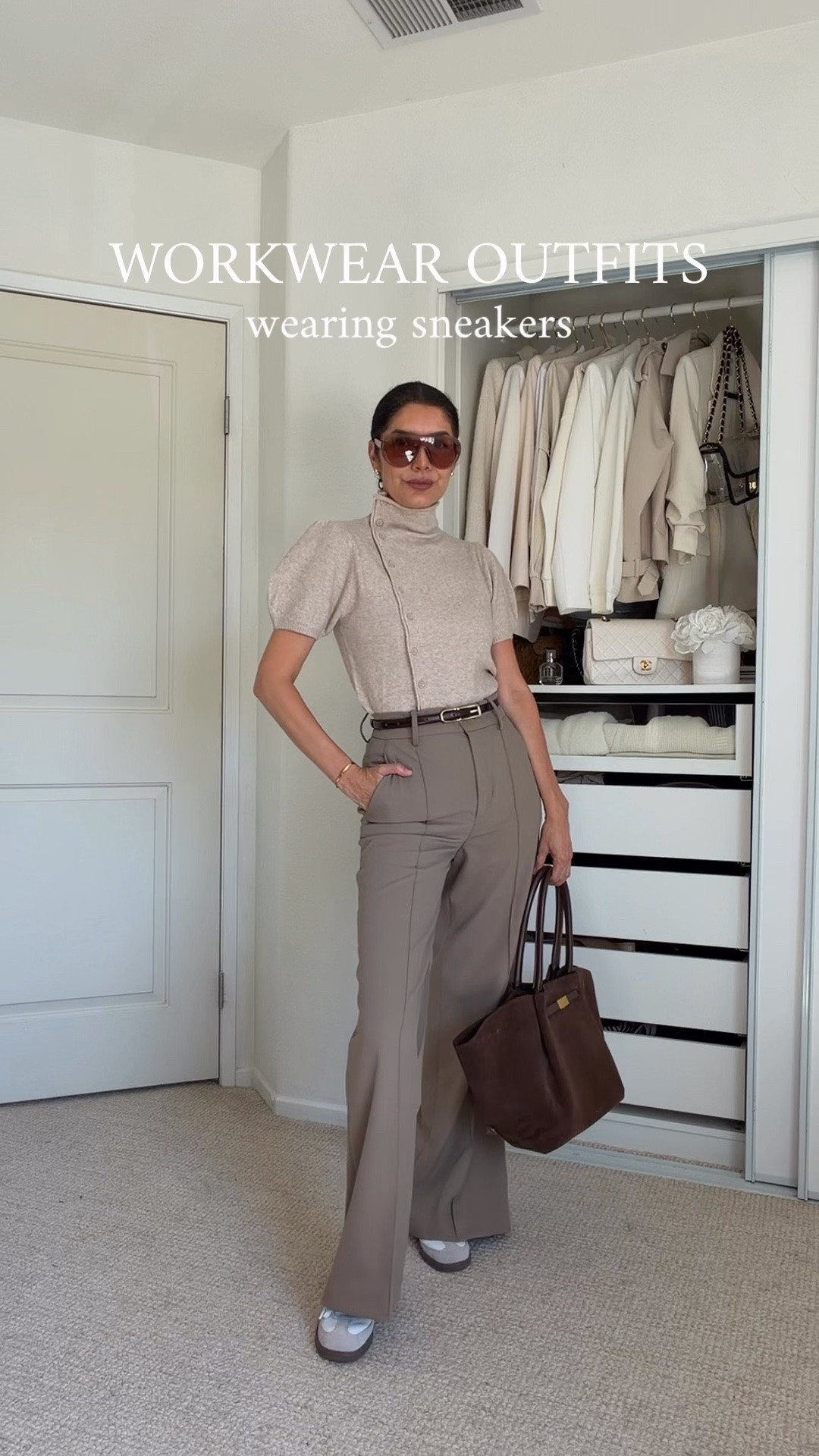 WORKWEAR OUTFITS 👟 Styling sneakers for the office

Yes, you can absolutely wear sneakers to the office and still look polished. I’m styling my Adidas Samba and Adidas Barreda sneakers for these workwear looks—I love both for the office because their sleek silhouettes pair so well with tailored trousers without making the outfit feel too casual.

I’m wearing Zara trousers size XS and Zara tops size XS, then adding my DeMellier and Toteme brown suede bags for that elevated finishing touch. 🤎

These are the kind of comfortable business casual outfits I could wear all day.

➫ MY BODY MEASUREMENTS FOR YOUR REFERENCE
Bra: 32C (81 cm) | Waist: 26” (66 cm) | Hips: 38” (96.5 cm) | Height: 5’7” (170 cm)

workwear outfits with sneakers | office outfits with sneakers | Adidas Samba work outfit | Adidas Barreda outfit | sneakers with trousers | Zara workwear | Zara trousers | business casual sneakers | comfortable office outfits | DeMellier bag | Toteme suede bag | professional outfits for women | fashion over 40 | fashion over 50

#WorkwearOutfits #OfficeStyle #AdidasSamba #LTKStyle

#LTKOver40 #LTKSeasonal #LTKootd