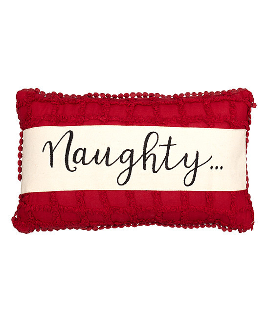 VHC Brands Christmas Tree Skirts Cherry - Cherry Red 'Naughty / Nice' Lumbar Pillow | Zulily