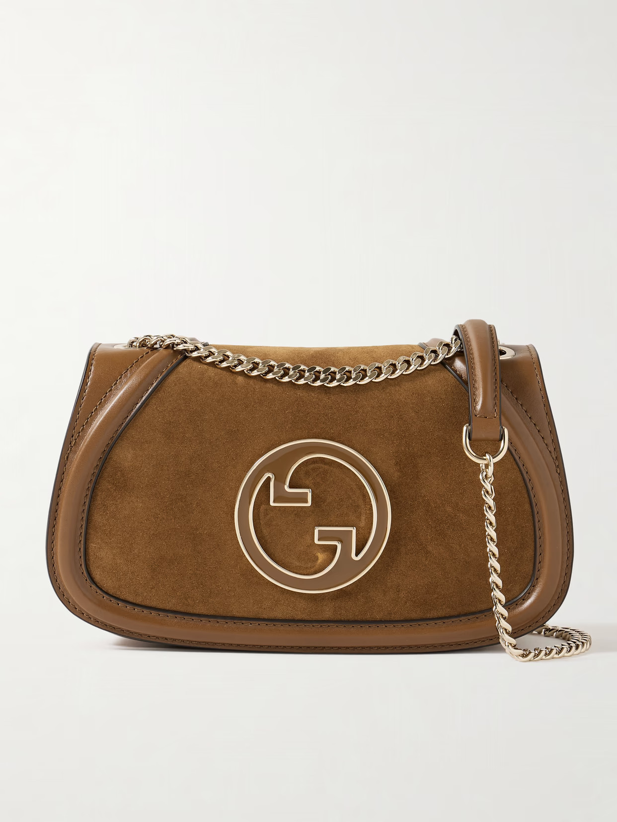 Gucci - Blondie Leather And Suede Shoulder Bag - Brown | NET-A-PORTER (US)