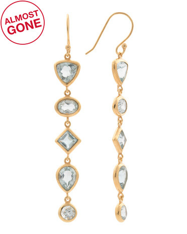 Made In India 18k Gold Plated Sterling Silver Blue Topaz Earrings | TJ Maxx