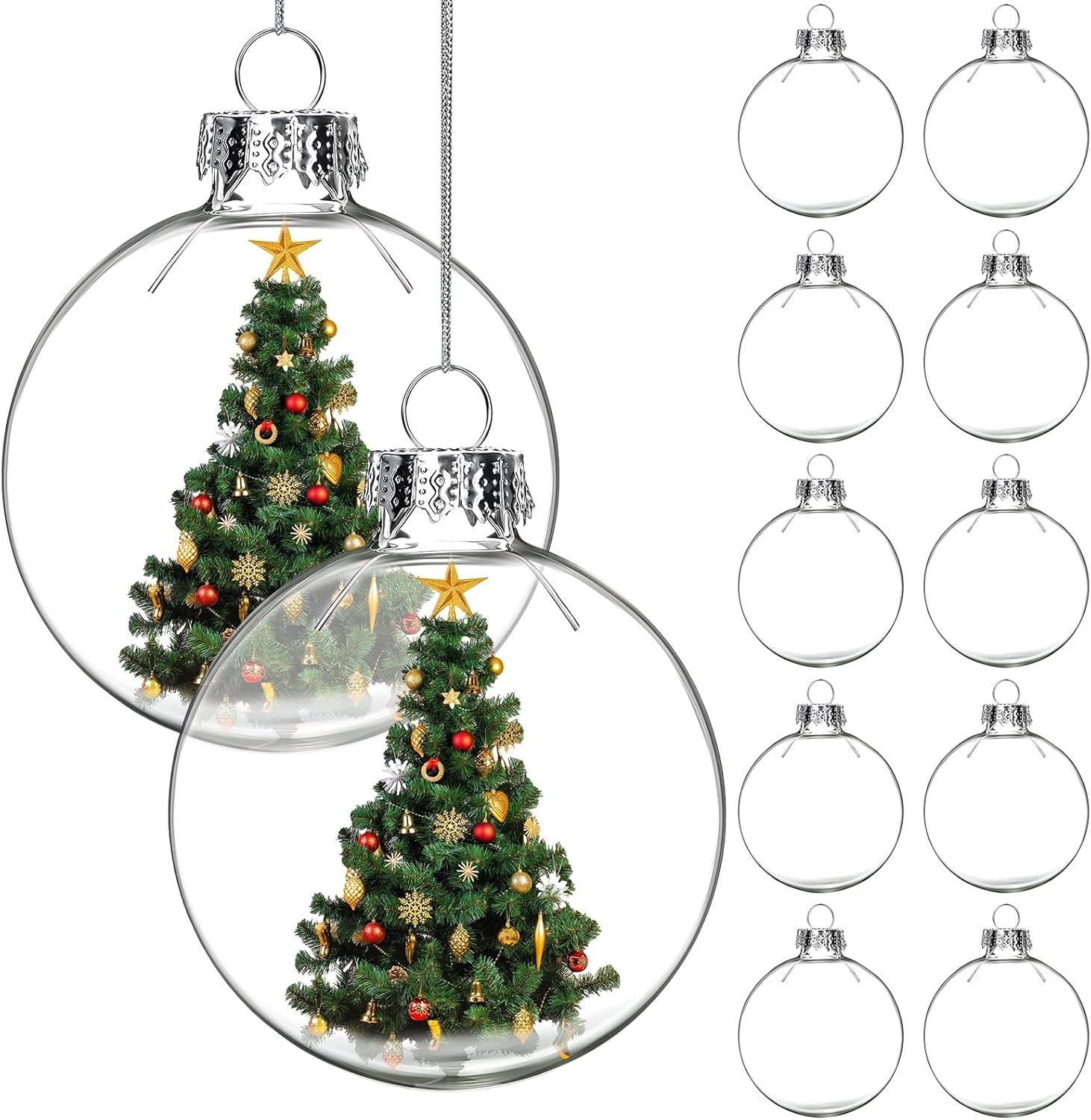 Liliful Glass Ornament for Crafts Clear Christmas Ornament Balls Fillable Clear Balls for Christm... | Amazon (US)