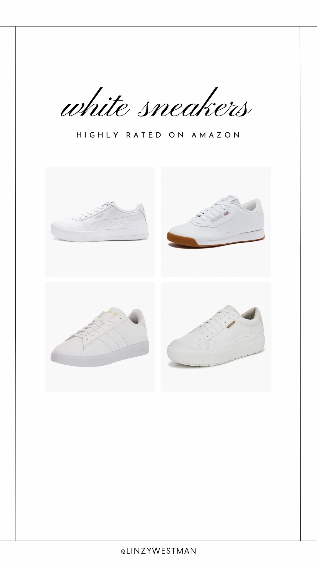 Some of the top rated and trending white sneakers — perfect to pair with shorts, rompers and dresses! ✔️