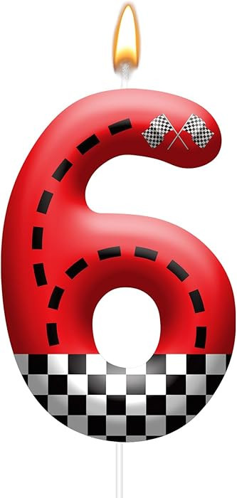 Racing Car Theme Birthday Candle with Checkered Flag Design - Durable Cake Topper for Race Car Pa... | Amazon (US)