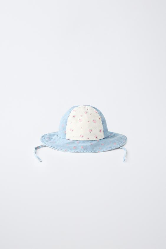 Zara - Floral Patchwork Bucket Hat - Blue / White - 12-18 Months - Kids | Zara US