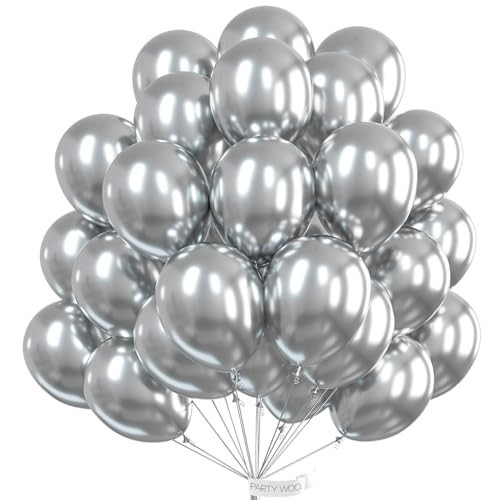 PartyWoo Metallic Silver Balloons, 50 pcs 12 Inch Silver Metallic Balloons, Silver Balloons for Balloon Garland or Arch as Wedding Decorations, Birthday Decorations, Party Decorations, Silver-G102 | Amazon (US)