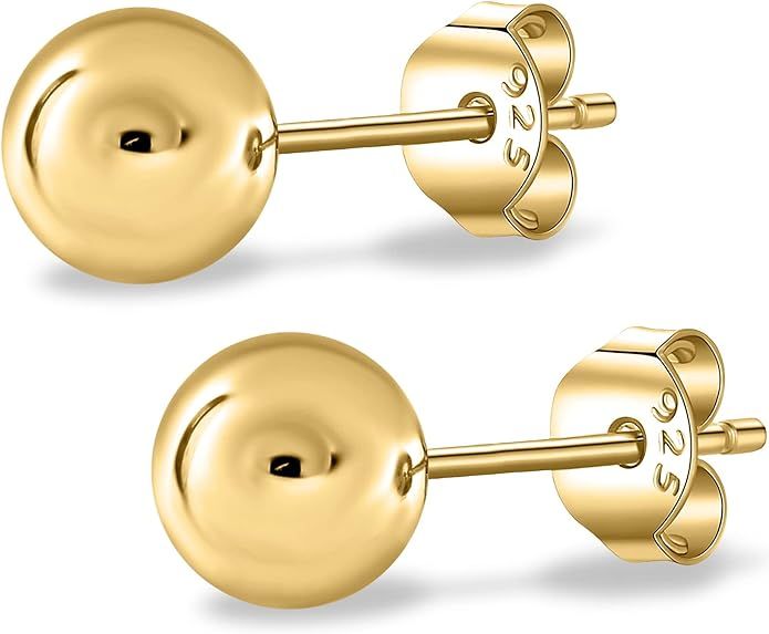 18k Gold Plated Sterling Silver Stud Earring | Pearls Earrings Studs AAA+ Quality Handpicked Fres... | Amazon (US)