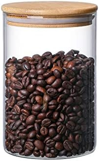 MOLFUJ 960 ML / 32 FL Oz Glass Storage Container with Wood Lid, Stackable Clear Decorative Organi... | Amazon (US)