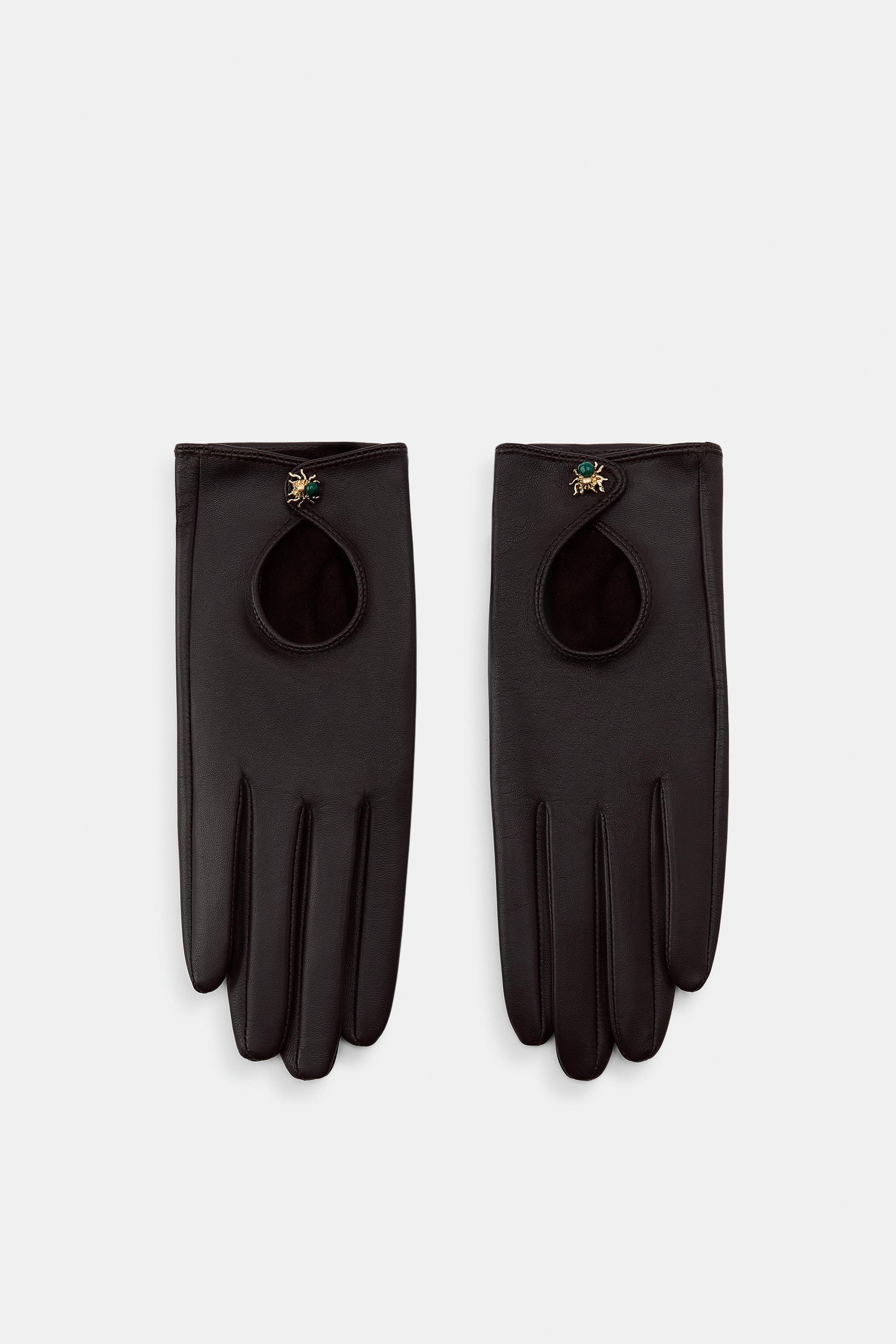GANTS COURTS EN CUIR 100% ARAIGNÉE | Zara FR